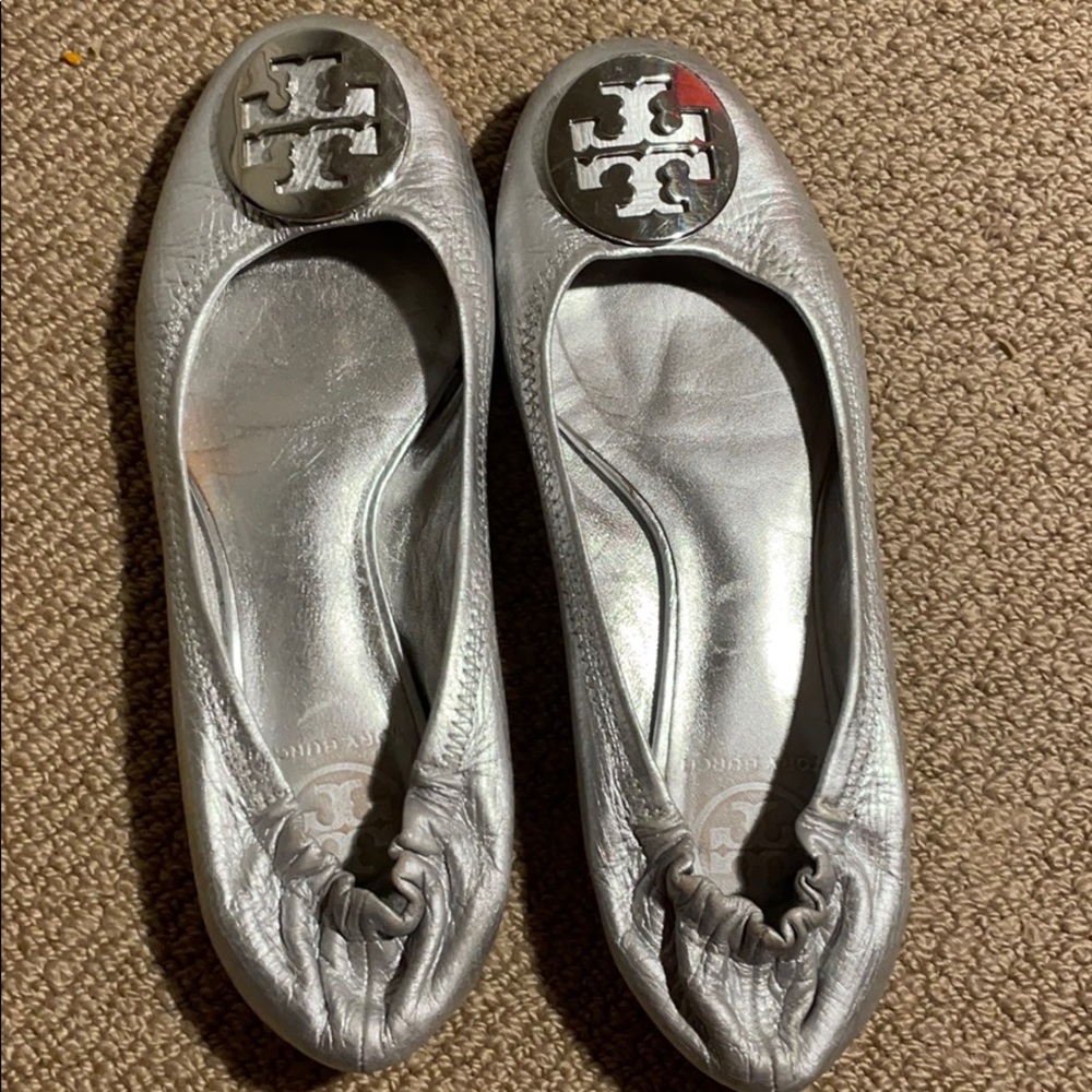Silver Tory Burch flats